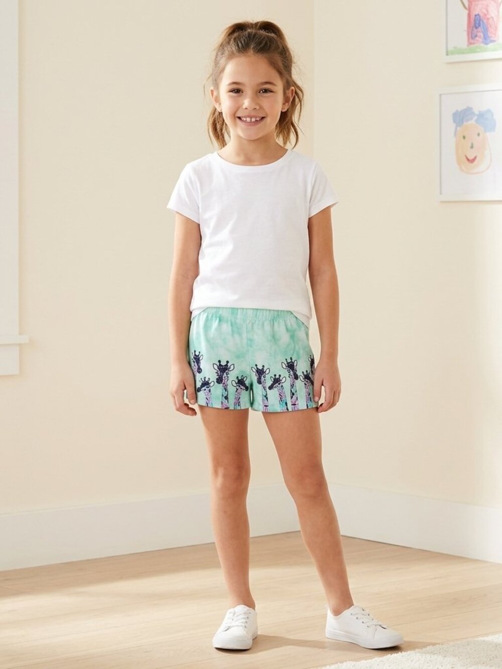 Justice kids Giraffe Print Shorts Green Girls Size 10